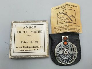 Rare Vintage Ansco Light Exposure Extinction Meter W/ Instructions Box Pat.  1923