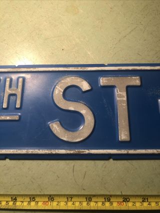Vintage American Legion 14th St Metal Embosed Blue White Street Sign 3