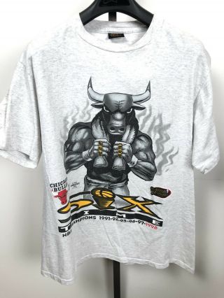 Vintage 90s Chicago Bulls 1998 Nba Six Time Champions T Shirt Xl Changes