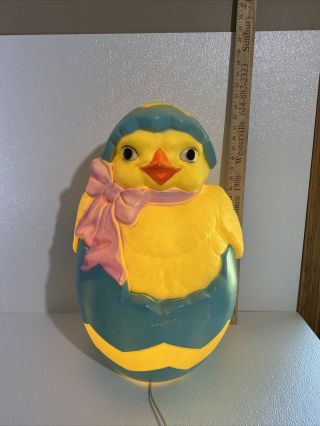 Vintage 23 In.  Easter Chick Egg Blow Mold Lights Up