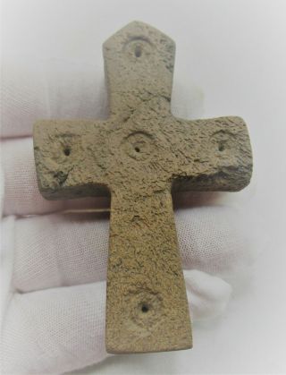 Ancient Byzantine B0ne Decorated Crucifix Cross Pendant Rare