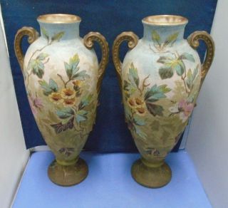 Royal Bonn Hand Painted Vases By Franz Anton Mehlen