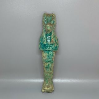 Ancient Egyptian Funerary Statue Glaze Faience Headed God Anubis 664 - 335 Bc