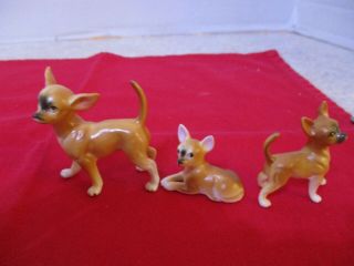 Set Of 3 Vintage Mini Chihuahua Dog Figurines Bone China