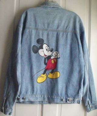 Vintage Walt Disney Mickey Mouse Denim Jacket By Jerry Leigh Size L