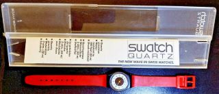 Vintage 1984 Swatch Watch Lb104 Fully Functional W/original Box And Documents ❗