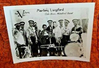 Vintage 1943 Cole Bros.  Circus,  Harbey Langford Minstrel Band Black 7 White Photo
