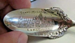 Antique 1898 Trans Mississippi Exposition Silver Souvenir Spoon Omaha Milling Ad 2