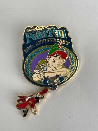 Wdw Peter Pan 50th Anniversary Dangle Captain Hook Disney Pin Le (a2)