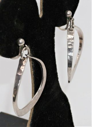 Vtg Modernist Scandinavian Anna Greta Eker AGE Norway Sterling Silver Earrings 2