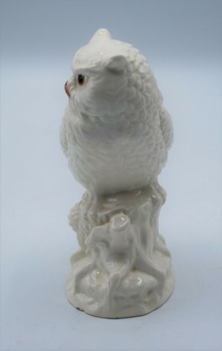 Vintage White Glossy Ceramic Owl Statue Made in Japan 5 1/8 