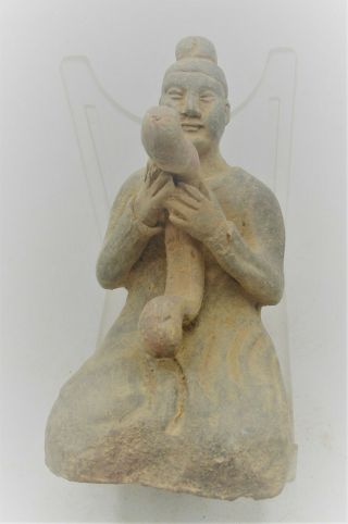Ancient Chinese Ming Dynasty Seated Terracotta House God