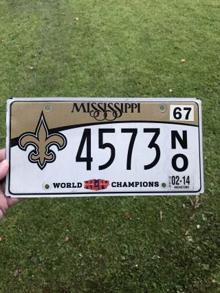 Rare Mississippi Orleans Saints Bowl Champions 2014 Licence Plate Tag