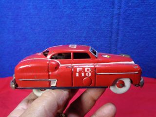 Vintage Tin Toy Car By Alps Japan Friction Car Firefighting Fire Chief