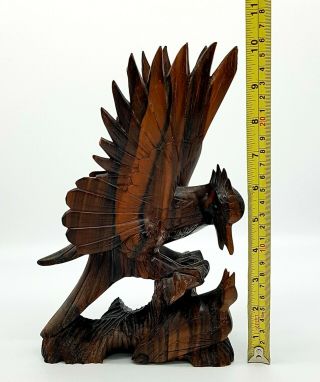 Large Carved Wooden Bird Of Prey Feeding Young Statue Figurine Art Sculpture