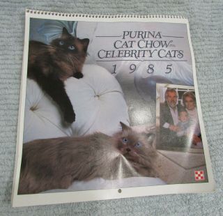 1985 = 2019 Calendar Purina Cat Chow Celebrity Cats Movie Music Stars S/h