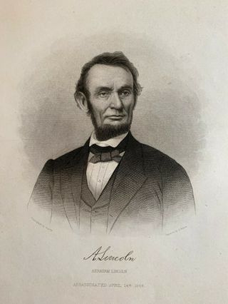 1865 Engraved Memorial Portrait Of Abraham Lincoln Brady Photo Pelton Engraver