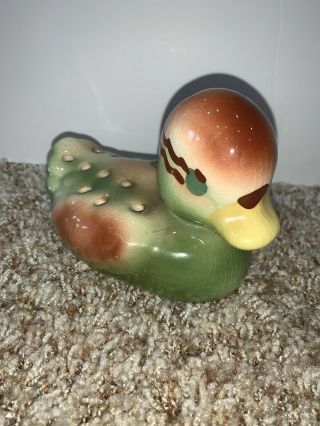 Vintage Pottery Duck Duckling Flower Frog Holder Ceramic