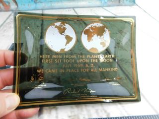 Vintage Apollo 11 First Men On The Moon July 1969 Glass Tray Plate