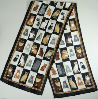 Cat Kitty Scarf Long Rectangle Siamese Tabby Persian Calico Tiger Striped 58x13