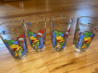 Four Disney Whats Cooking Pooh Juice Glasses