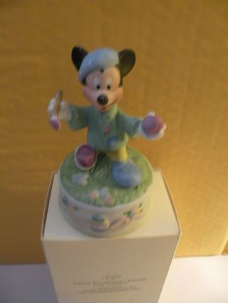 Schmid Disney Painter Mickey Mouse Music Box Vintage / Hard To Find