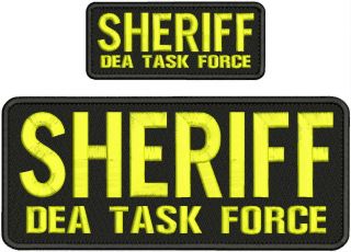 Sheriff Dea Task Force Embridery Patch 4x10 And 2x5 Hook On Back Blk/yellow