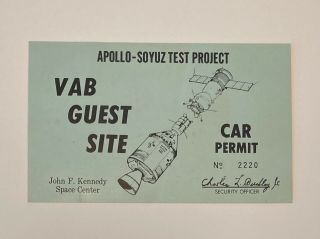 Apollo - Soyuz Test Project John F.  Kennedy Space Center Vab Guest Site Car Permit