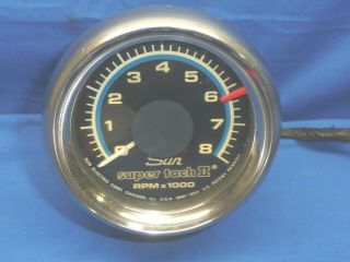 Vintage Sun Blue Line Sun Tach Ii 8k Tachometer Day 2 Ct14
