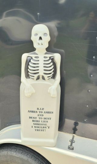 Vintage Skeleton On Tombstone Blow Mold Rip Halloween Empire 35 "