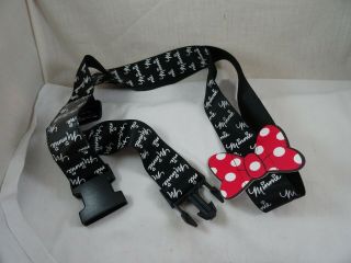 Disney Minnie Mouse Luggage Strap Black White Red Polka Dot Bow 1.  5 " X 64 " Adj