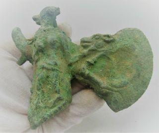 Ancient Luristan Bronze Axe Head With Beast And Bird Terminal Circa 1000 Bce