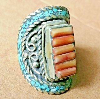 Extremely Rare Post Medieval Islamic Ottoman Silver Ring With Coral Stone