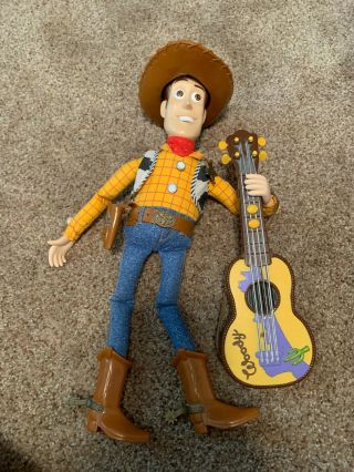 Vintage 1999 Toy Story 2 Strummin Sheriff Woody Doll W/ Guitar Disney