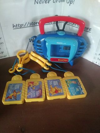 ⭐vintage 2002 Tiger Disney Kid Clips Music Player Boombox W/ 4 Clips⭐