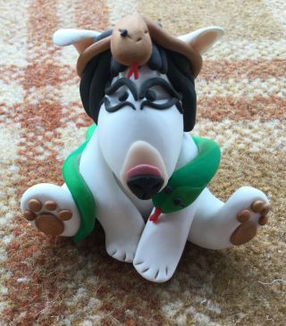 English Bull Terrier,  Bully,  Staffy Statue Ornament Snake Charmer Gift Fun