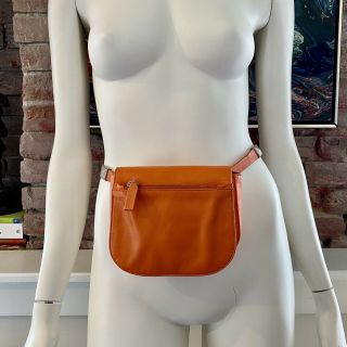 Vintage Gianni Versace Orange Leather Convertible Bag (crossbody/fanny Pack)