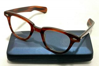 Vintage Vam Brown Plastic Horn Rim Unisex Eyeglasses Frames