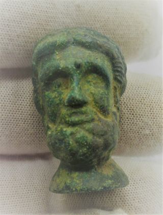 European Finds Ancient Roman Bronze Statue Fragment Head Of A Male