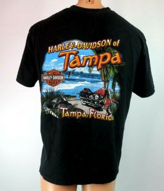 Harley Davidson Motorcycles T - Shirt Tampa Florida Gator Beach Aces Biker Black L