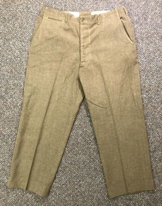 Vtg Wwii Us Army Military Wool Trousers Pants Rare Size 42 X 33 Od - 33 Stein - Way