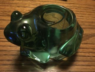 Vintage Indiana Glass Green Frog Candle Holder.  Heavy.  Almost 2 Pounds.