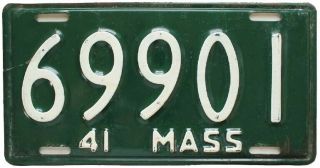 Massachusetts 1941 5 - Digit Shorty License Plate,  69901,  Paint,  One