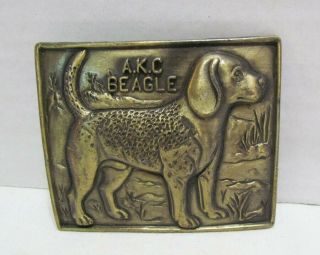 A.  K.  C.  Beagle Vintage Metal Brass Belt Buckle American Kennel Club Dog Akc