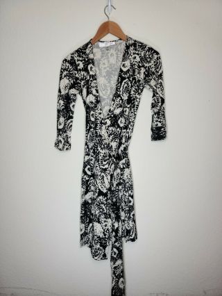 Diane Von Furstenberg Vintage Julian Print 100 Silk Jersey Wrap Dress Size 4