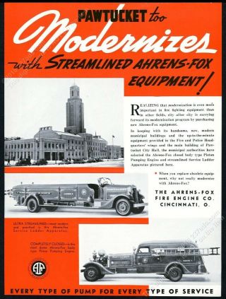 1938 Ahrens Fox Fire Engine Pawtucket R.  I.  Fd 2 Truck Photo Vintage Print Ad