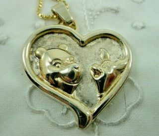 Disney Lenox Winnie The Pooh & Piglet Sterling Heart Necklace 20 " Inscribed