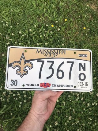 Rare Mississippi Orleans Saints Bowl Champions 2016 Licence Plate Tag