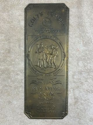Vintage Colts Armory Repeating Pistol 1836 Brass Plaque Advertising 2