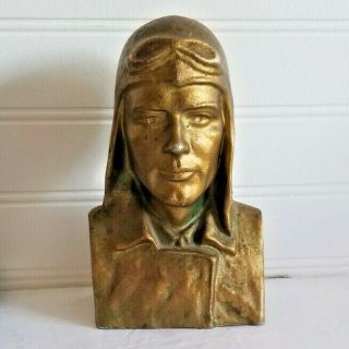Lindy Bank Charles Lindbergh Metal Bust Grannis Tolton G&t 1928 Nison Tregor